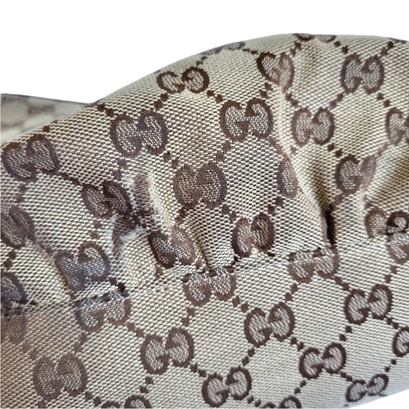 Gucci Abbey GG Canvas and Leather Hobo D Ring Bag Tan White - Picture 9 of 14